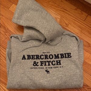 Abercrombie & Fitch Heather Gray Sherpa Hood Pullover